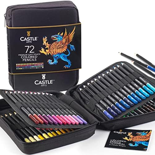 טירת אספקת אמנות 72 עפרונות צבעוניים רוכסן-מקרה סט / איכות רך ליבה צבעוני מוביל למבוגרים אמנים | אנשי מקצוע וצבעונים /